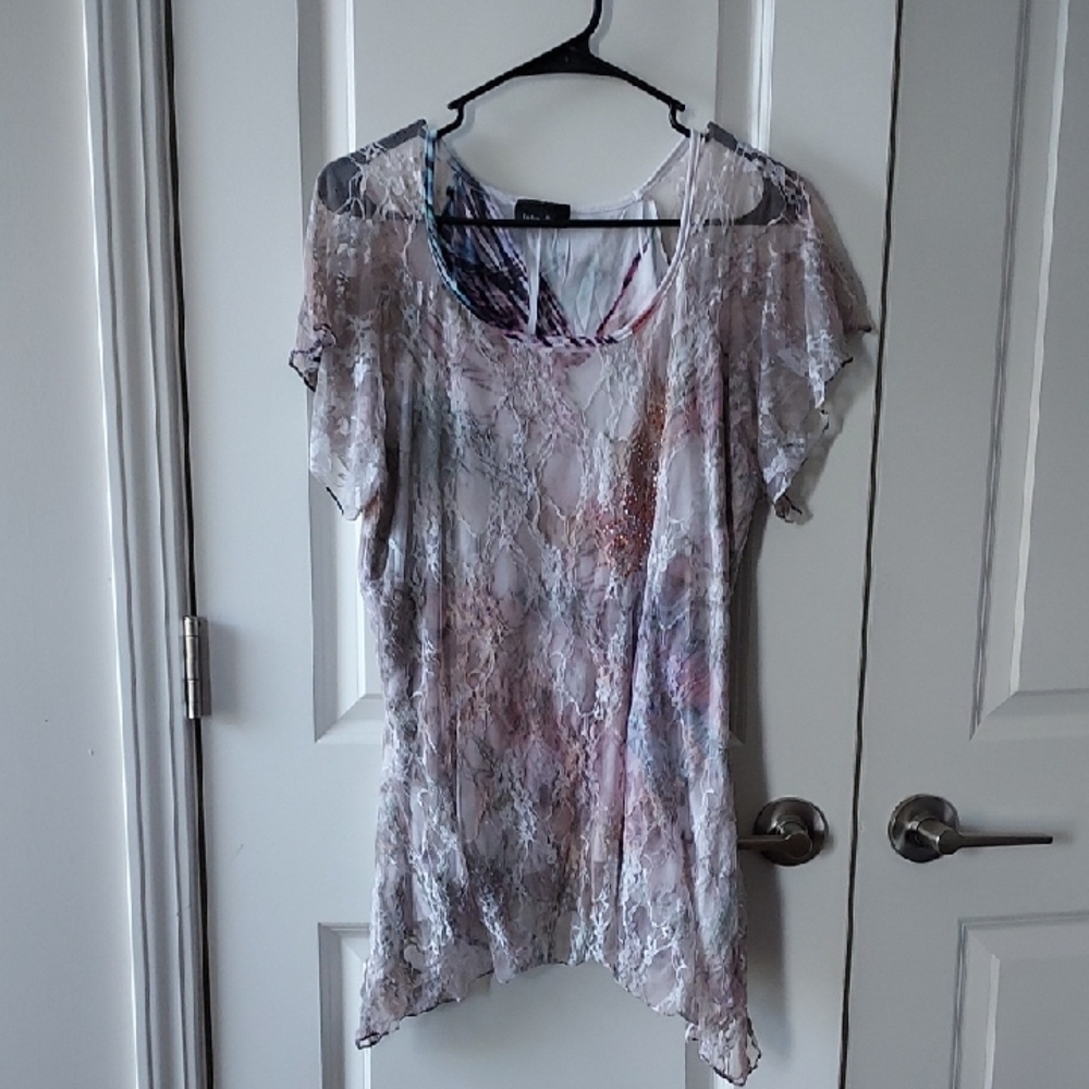 Brittany Black Elegant Lace Women’s Top 1x